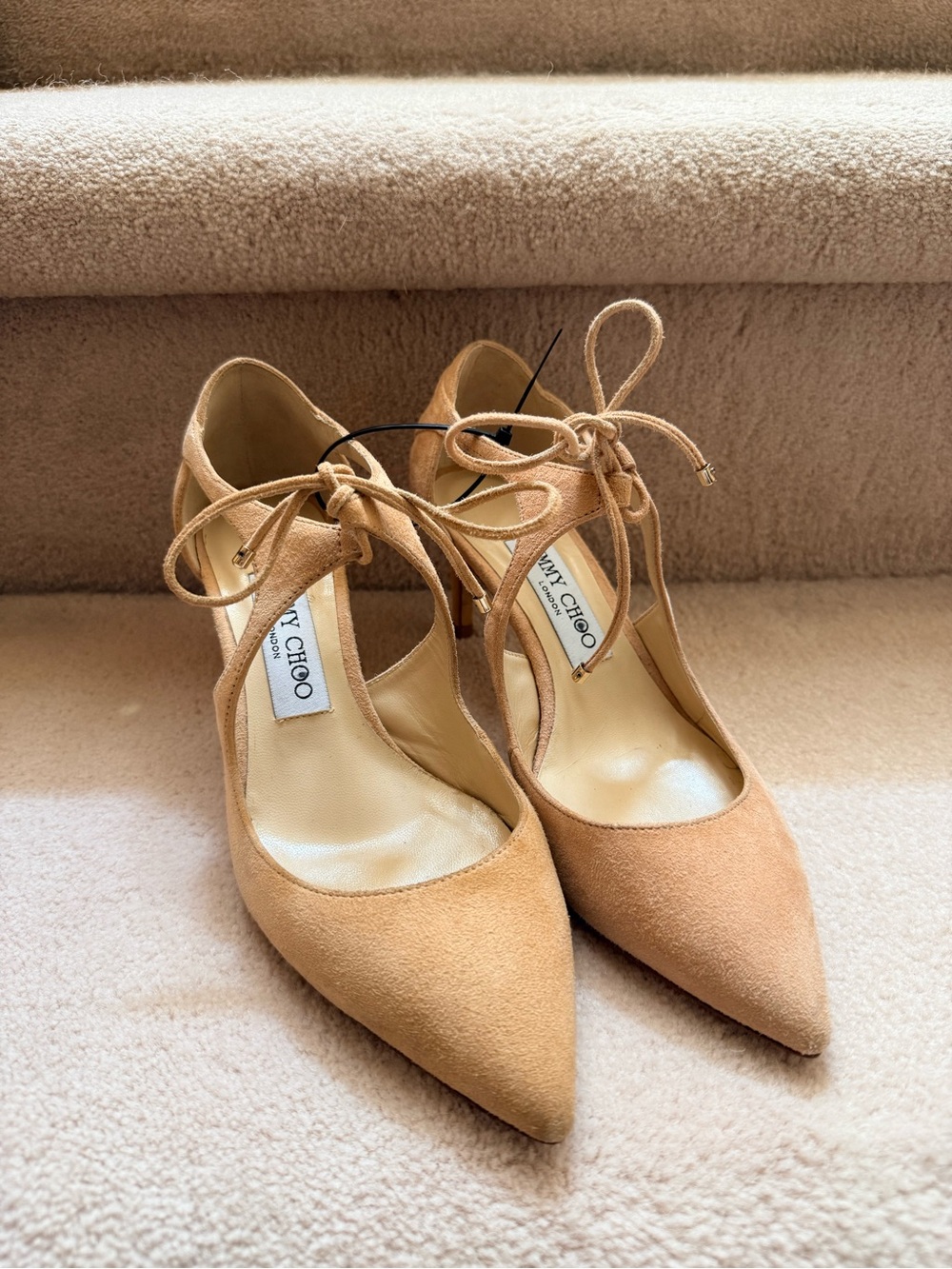 Jimmy Choo Vanessa beige ankle-tie pumps Size 36.5